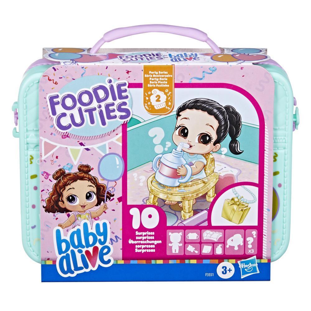 Baby Alive Foodie Cuties, Party Series 2, Surprise Toy, 3-Inch Doll for Kids 3 and Up, 10 Surprises in Portable Case product thumbnail 1