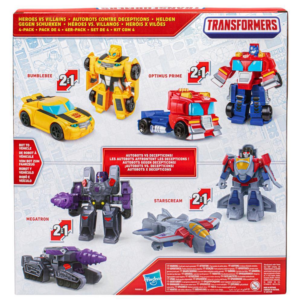 Transformers Toys Heroes vs Villains 4-Pack, Preschool Robot Toys for Kids Ages 3 and Up product thumbnail 1