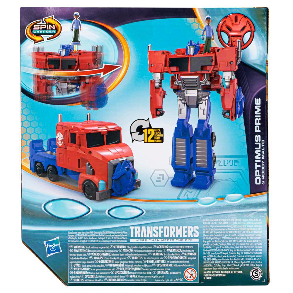 Transformers EarthSpark Spin Changer Optimus Prime Action Figure with Robby Malto Figure product thumbnail 1