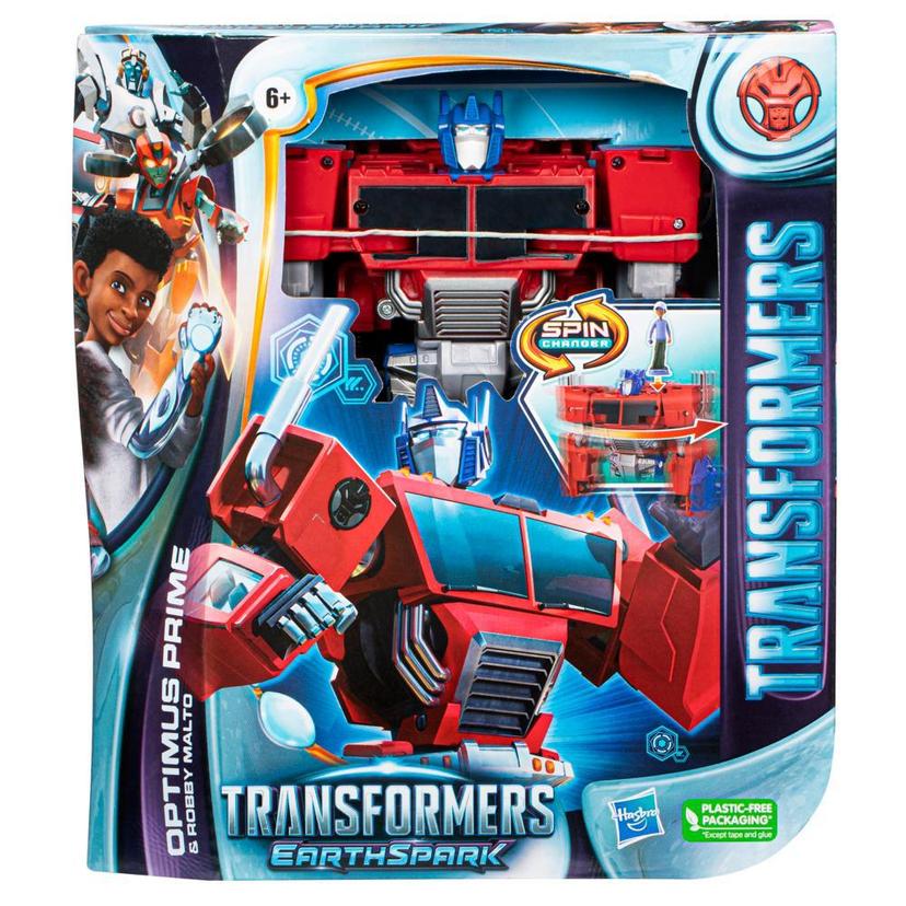 Transformers EarthSpark Spin Changer Optimus Prime Action Figure with Robby Malto Figure product image 1