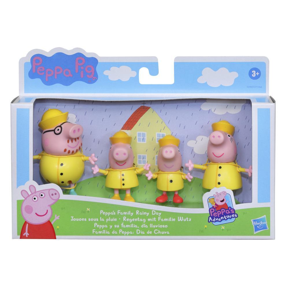 Peppa Pig Peppa’s Adventures Peppa’s Family Rainy Day Figure 4-Pack in Raincoats, Ages 3 and Up product thumbnail 1