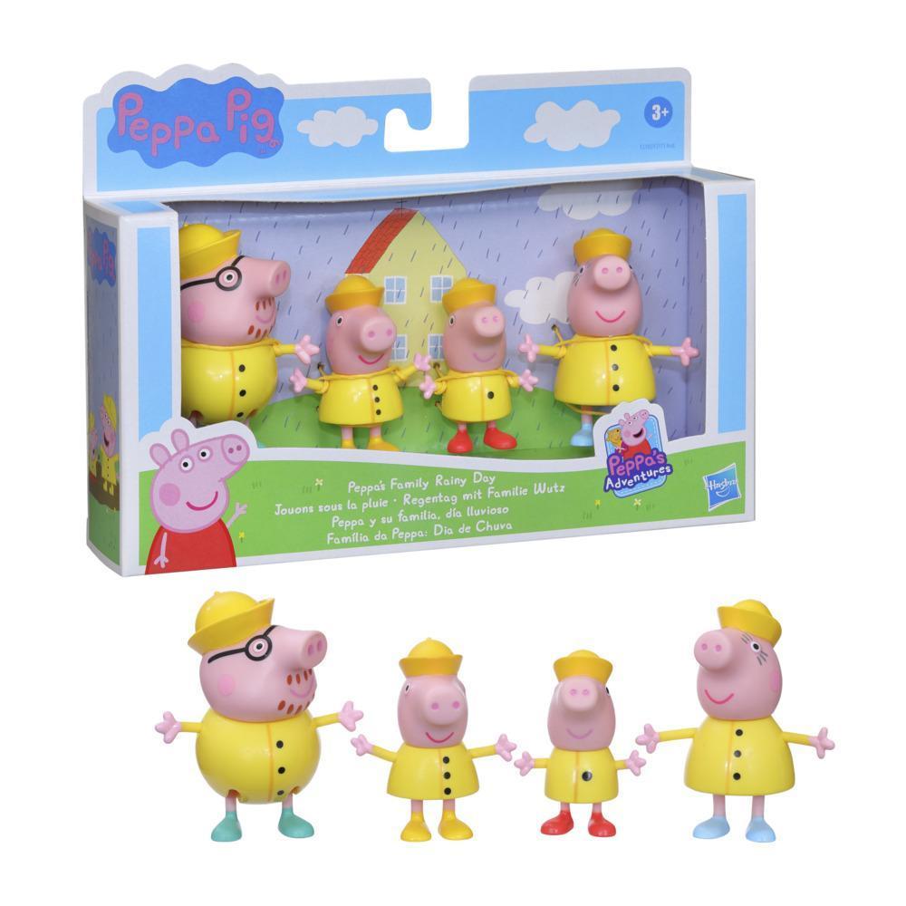 Peppa Pig Peppa’s Adventures Peppa’s Family Rainy Day Figure 4-Pack in Raincoats, Ages 3 and Up product thumbnail 1