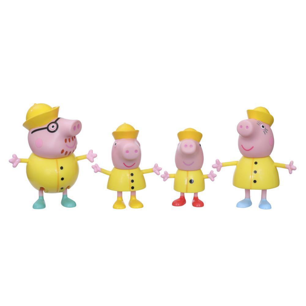 Peppa Pig Peppa’s Adventures Peppa’s Family Rainy Day Figure 4-Pack in Raincoats, Ages 3 and Up product thumbnail 1