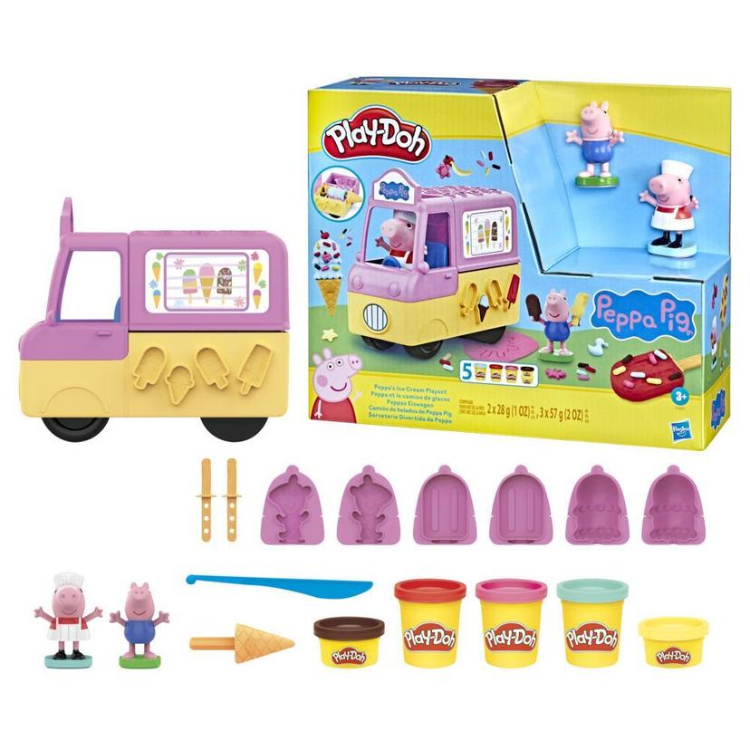 Play-Doh Peppa's Ice Cream Playset with Ice Cream Truck, Peppa and George Figures, and 5 Cans product image 1