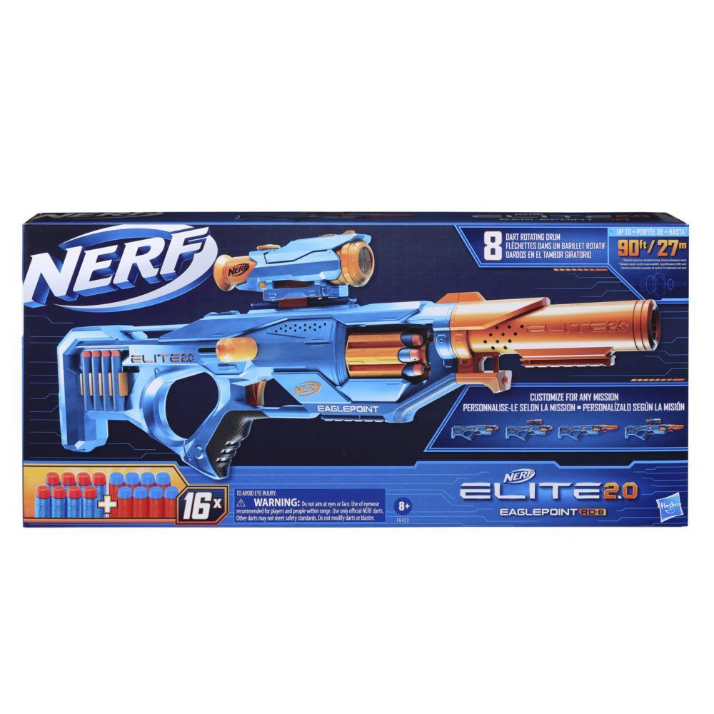 Nerf Elite 2.0 Eaglepoint RD-8 Blaster -- 8-Dart Drum, Detachable Scope and Barrel, 16 Nerf Darts, Bolt Action product thumbnail 1