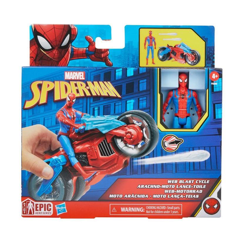 Marvel Spider-Man Web Blast Cycle Kids Playset with Poseable Spider-Man Action Figure (4") product image 1