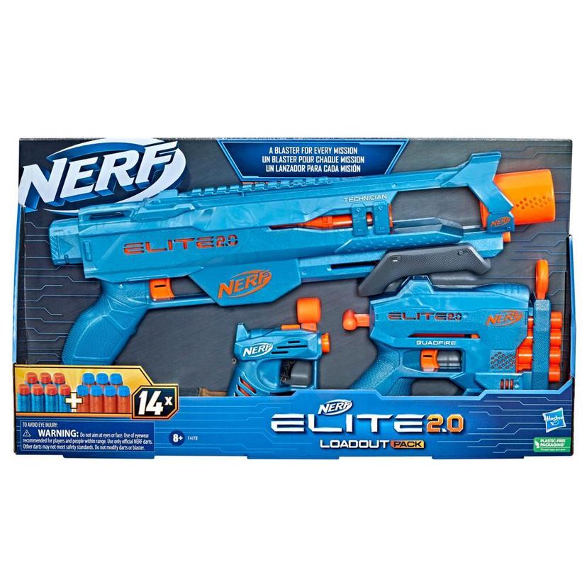 Nerf Elite 2.0 Loadout Pack, Includes 3 Nerf Dart-Firing Blasters and 14 Official Nerf Elite Foam Darts product image 1