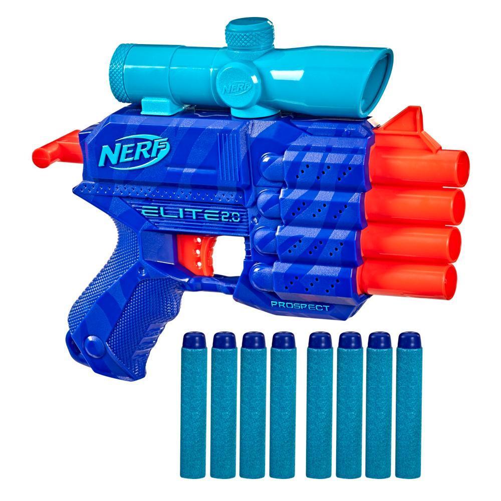 Nerf Elite 2.0 Prospect QS-4 Blaster, Wild Edition Color Design, 8 Nerf Elite Darts, 4-Dart Blasting, Targeting Scope product thumbnail 1