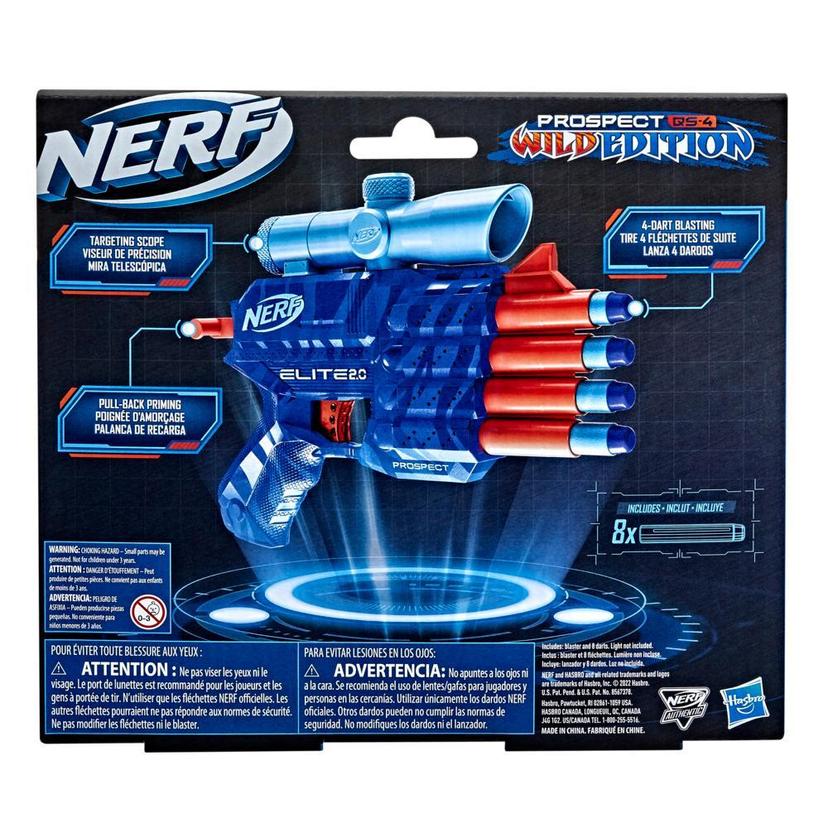 Nerf Elite 2.0 Prospect QS-4 Blaster, Wild Edition Color Design, 8 Nerf Elite Darts, 4-Dart Blasting, Targeting Scope product image 1