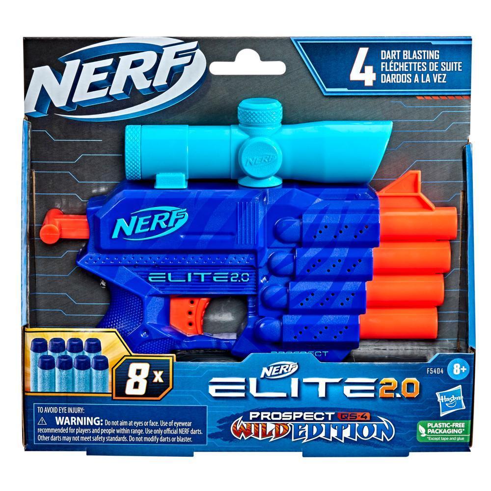 Nerf Elite 2.0 Prospect QS-4 Blaster, Wild Edition Color Design, 8 Nerf Elite Darts, 4-Dart Blasting, Targeting Scope product thumbnail 1
