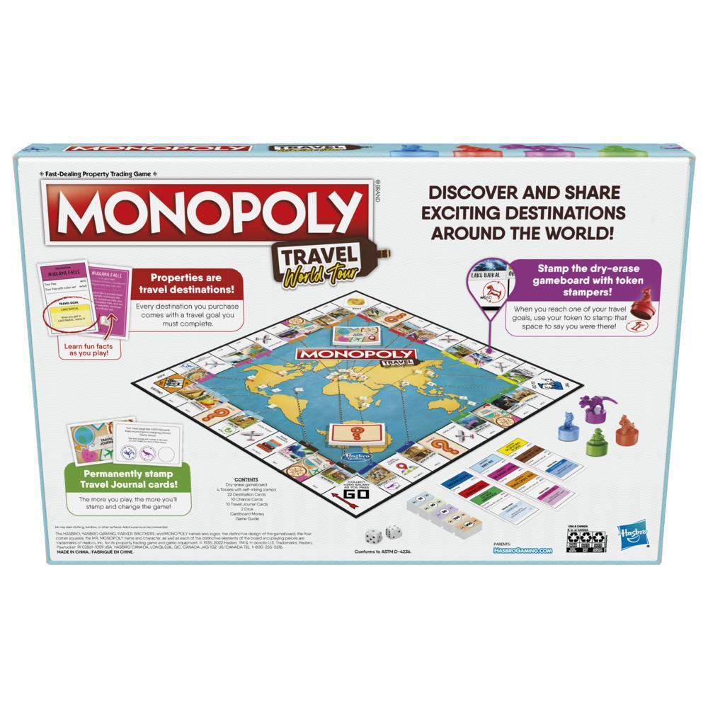 Monopoly Travel World Tour Board Game for Families and Kids Ages 8+, Includes Token Stampers and Dry-Erase Gameboard product thumbnail 1