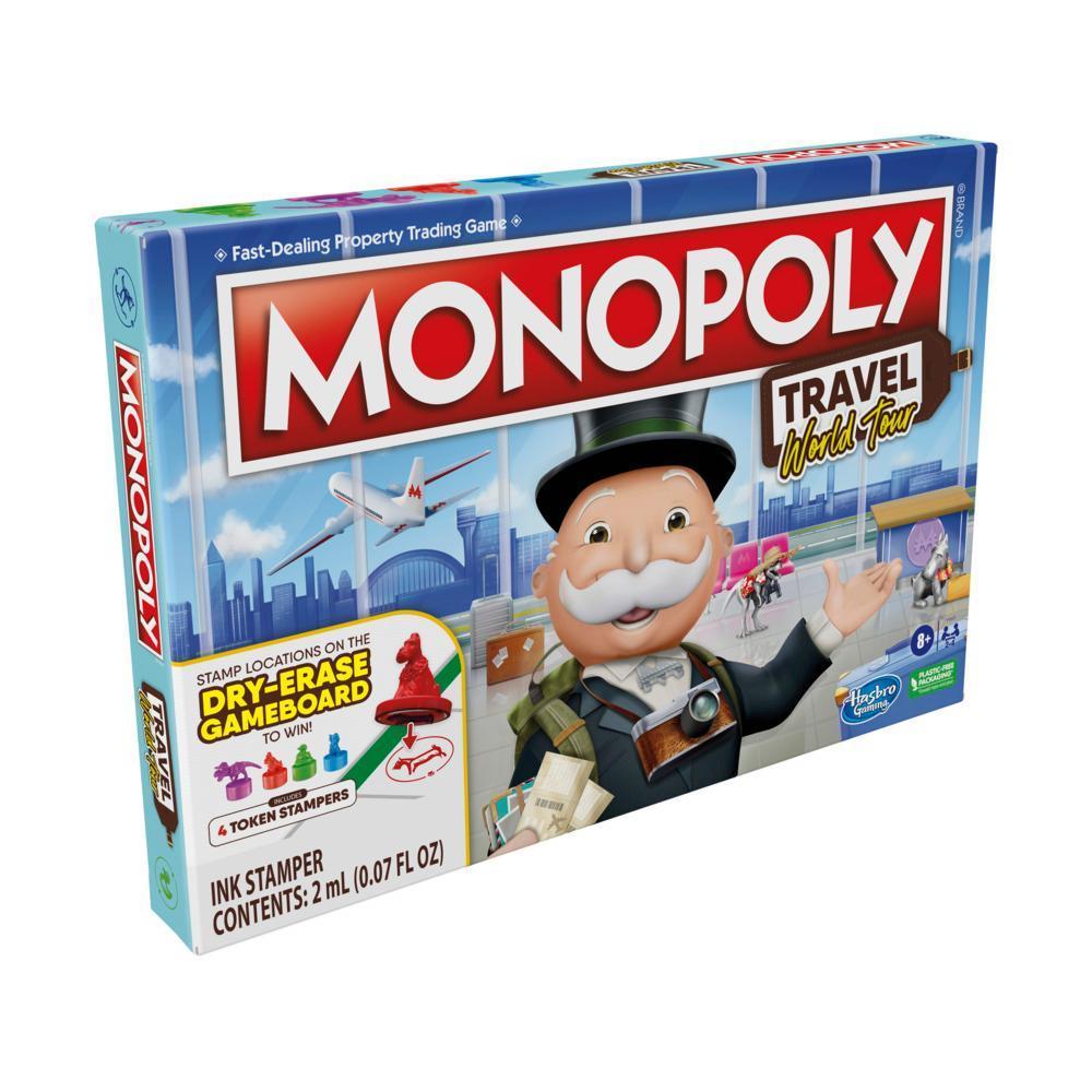 Monopoly Travel World Tour Board Game for Families and Kids Ages 8+, Includes Token Stampers and Dry-Erase Gameboard product thumbnail 1