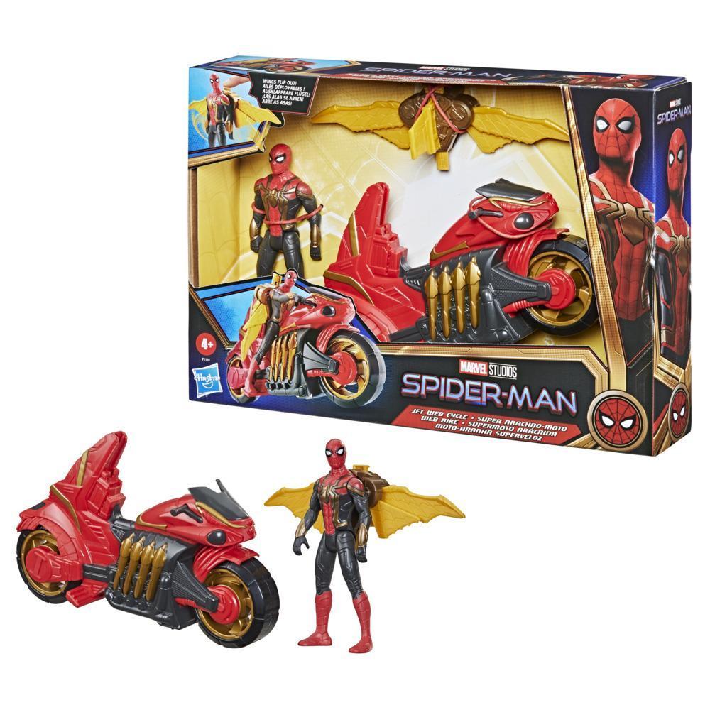 Marvel Spider-Man 6-Inch Jet Web Cycle Vehicle and Action Figure Toy With Wings, Spider-Man Movie-Inspired, For Age 4 and Up product thumbnail 1