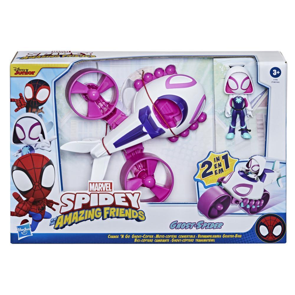 Marvel Spidey and His Amazing Friends Change 'N Go Ghost-Copter And Ghost-Spider 4-inch Action Figure, For Kids Ages 3 And Up product thumbnail 1