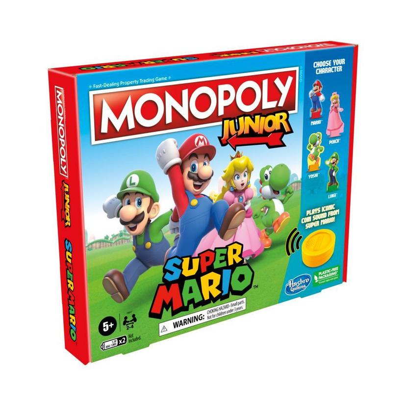 Monopoly Junior Super Mario Edition Board Game, Ages 5+, Explore the Mushroom Kingdom as Mario, Peach, Yoshi, or Luigi product image 1