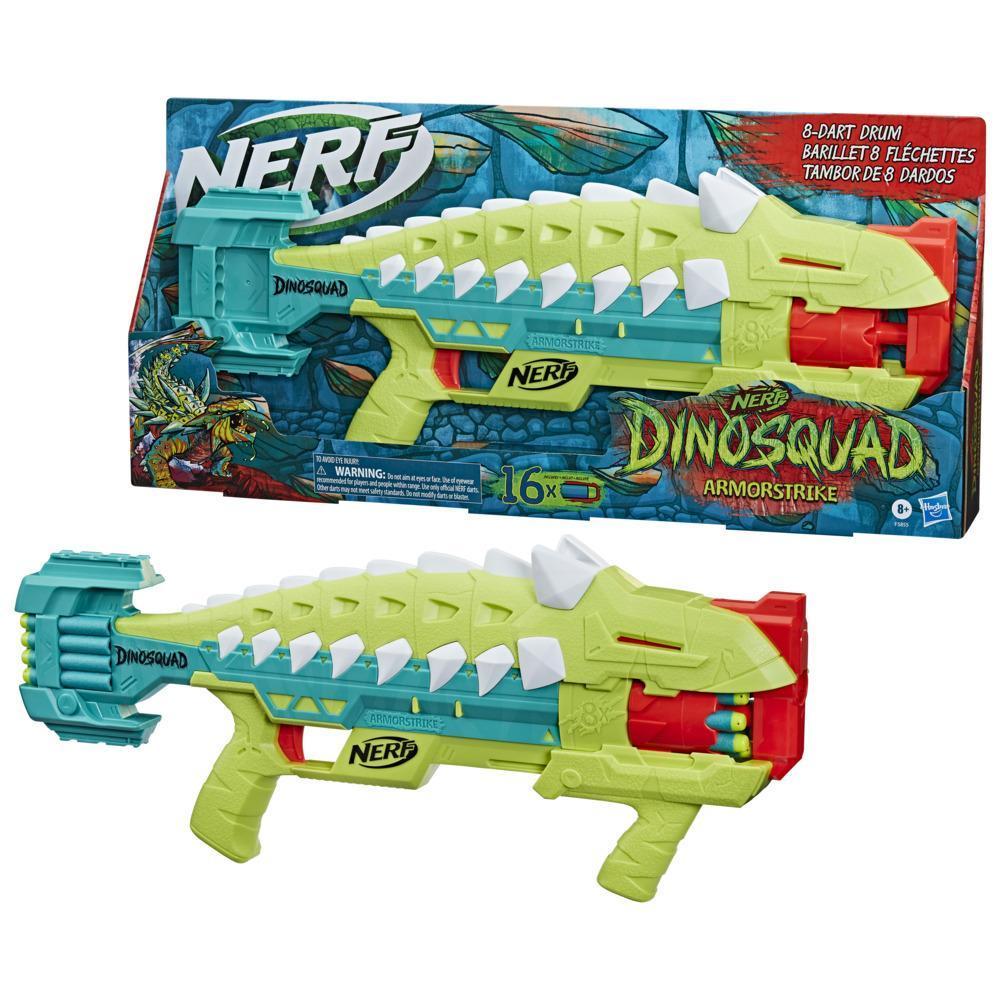 Nerf DinoSquad Armorstrike Dart Blaster, 8-Dart Rotating Drum, Drop Grip, 16 Nerf Elite Darts, Anklyosaurus Dinosaur Design product thumbnail 1