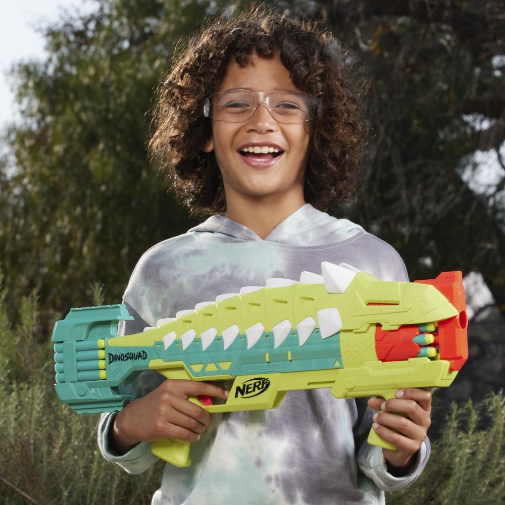 Nerf DinoSquad Armorstrike Dart Blaster, 8-Dart Rotating Drum, Drop Grip, 16 Nerf Elite Darts, Anklyosaurus Dinosaur Design product thumbnail 1