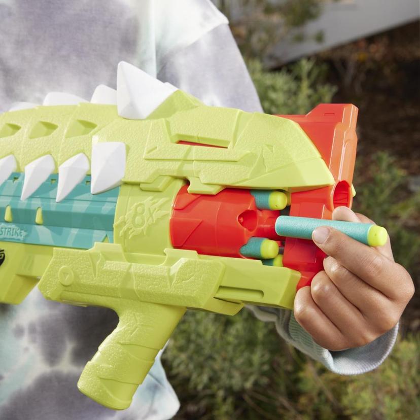 Nerf DinoSquad Armorstrike Dart Blaster, 8-Dart Rotating Drum, Drop Grip, 16 Nerf Elite Darts, Anklyosaurus Dinosaur Design product image 1