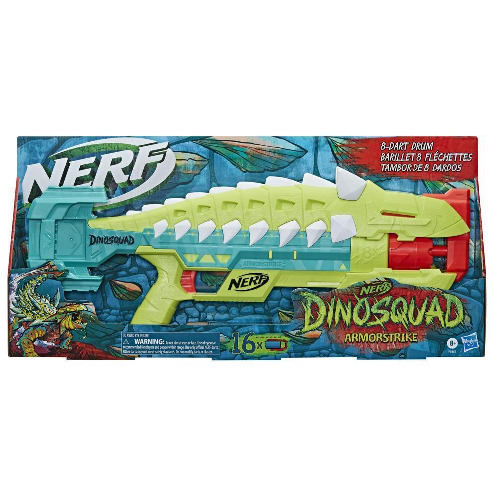 Nerf DinoSquad Armorstrike Dart Blaster, 8-Dart Rotating Drum, Drop Grip, 16 Nerf Elite Darts, Anklyosaurus Dinosaur Design product thumbnail 1