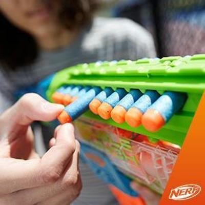 Nerf Elite 2.0 Double Punch Dart Blaster, 50 Nerf Elite Darts, 2x 10-Dart Clips, Motorized Nerf Blaster, Ages 8+ product image 1