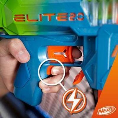 Nerf Elite 2.0 Double Punch Dart Blaster, 50 Nerf Elite Darts, 2x 10-Dart Clips, Motorized Nerf Blaster, Ages 8+ product image 1