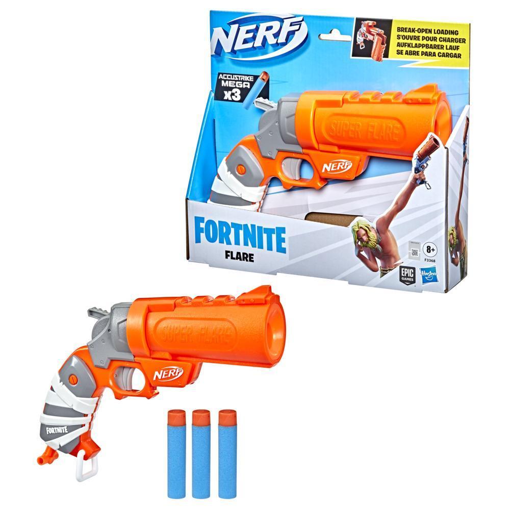 Nerf Fortnite Flare Dart Blaster, Break-Open Dart Loading, 3 Nerf AccuStrike Mega Darts, Pull-Down Priming Handle product thumbnail 1