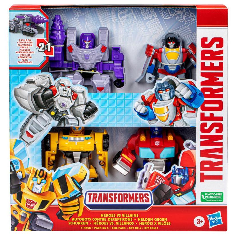 Transformers Toys Heroes vs Villains 4-Pack, Preschool Robot Toys