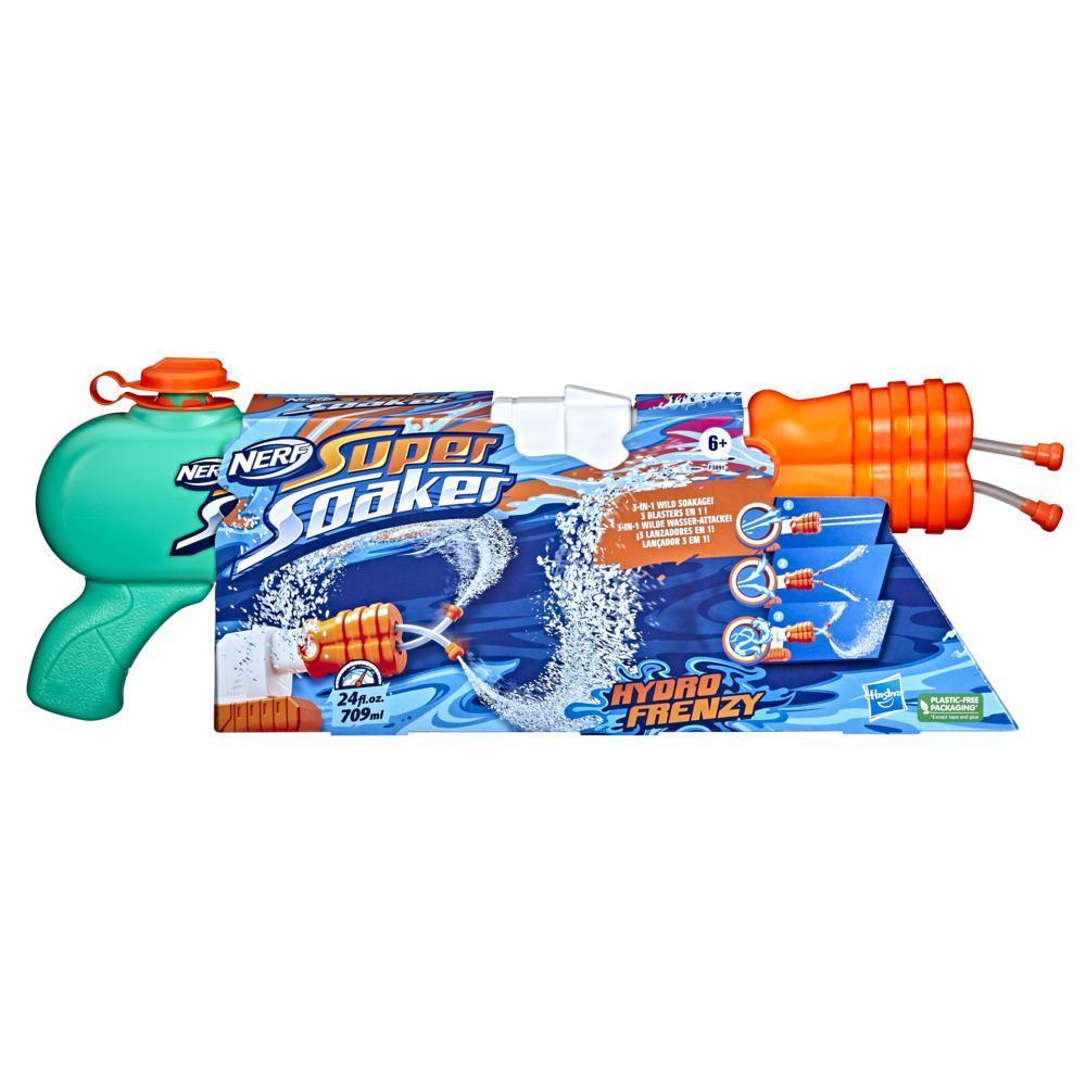 Nerf Super Soaker Hydro Frenzy Water Blaster, Wild 3-In-1 Soaking Fun, Adjustable Nozzle, 2 Water-Launching Tubes product thumbnail 1