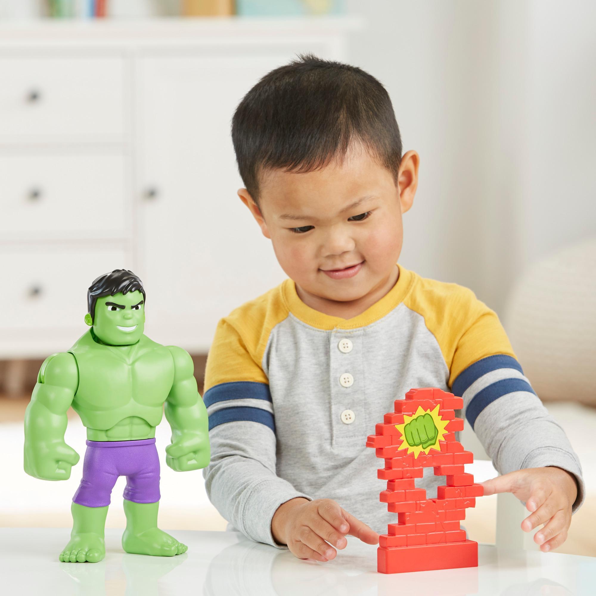 Marvel Spidey and His Amazing Friends Power Smash Hulk Preschool Toy, Face-Changing 10-inch Hulk Action Figure, Ages 3+ product thumbnail 1