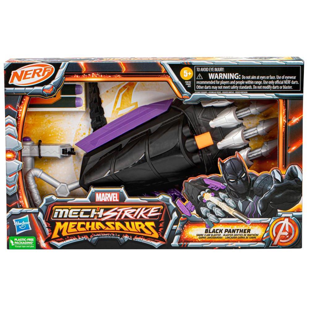 Marvel Mech Strike Mechasaurs Black Panther Sabre Claw Blaster, NERF Blaster with 3 Darts product thumbnail 1