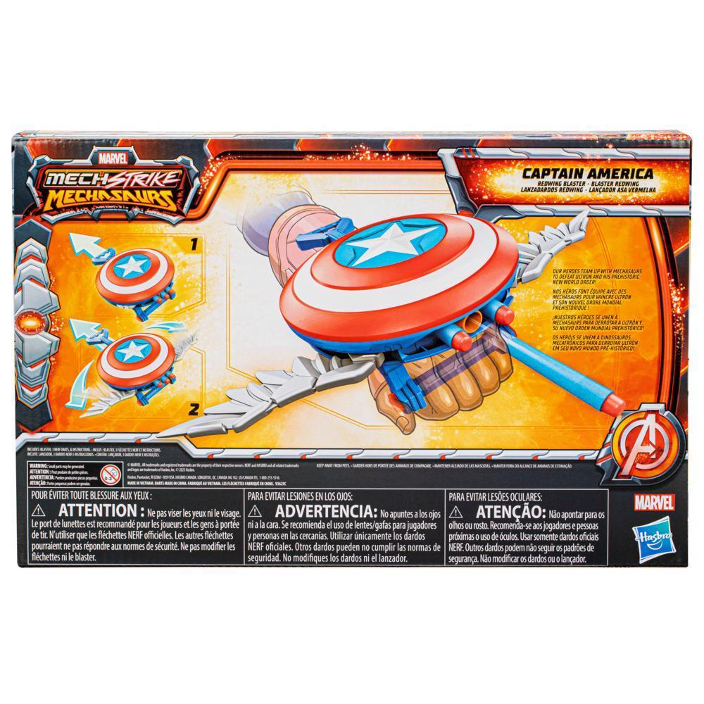 Marvel Mech Strike Mechasaurs Captain America Redwing, NERF Blaster with 3 Darts product thumbnail 1