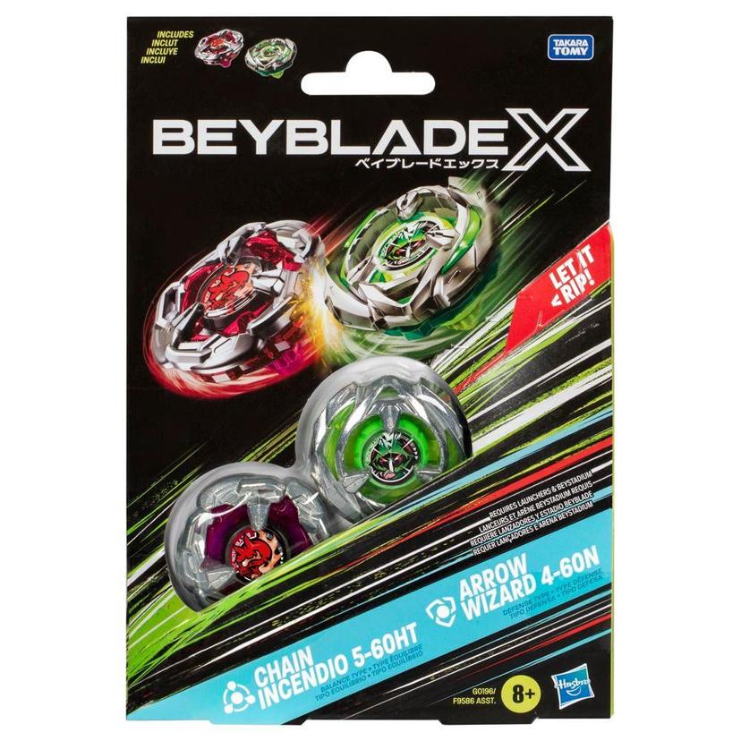 Beyblade X Chain Incendio 5-60HT and Arrow Wizard 4-60N Top Dual Pack Set, Ages 8+ product image 1