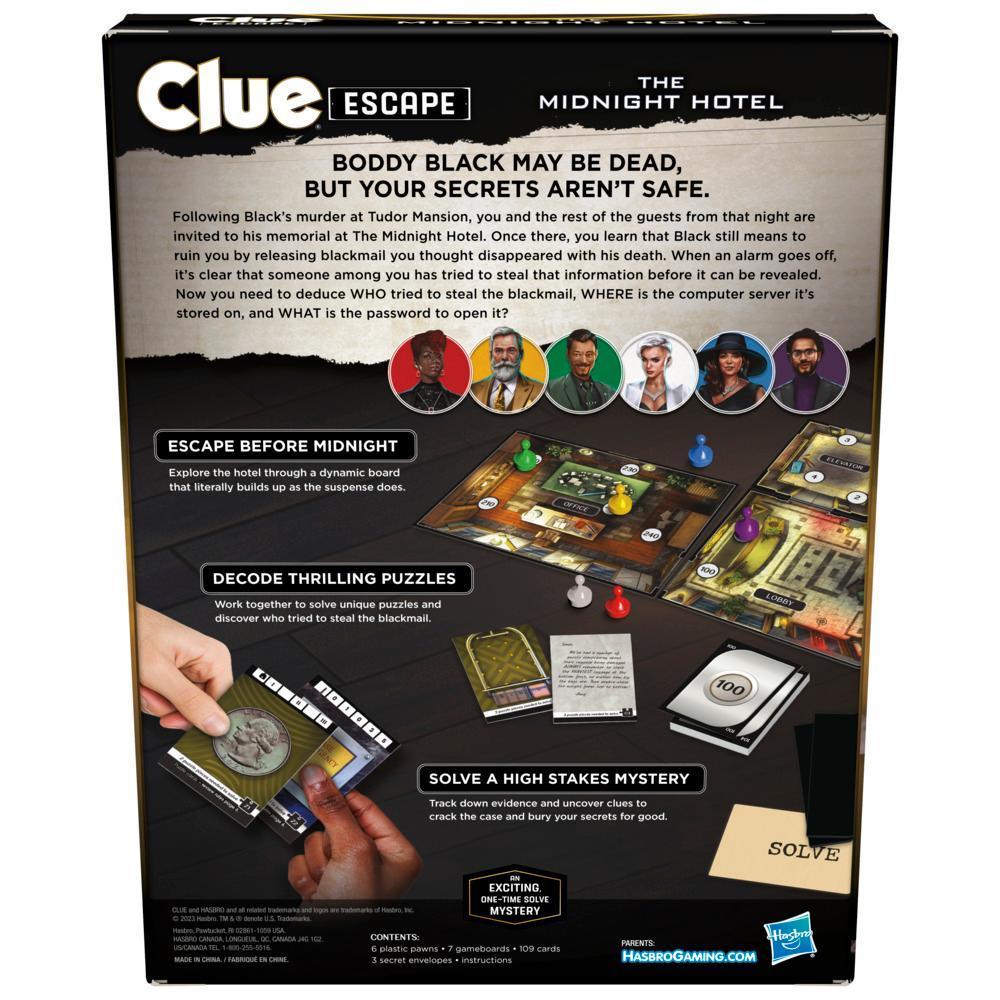 Clue Escape: The Midnight Hotel Board Game, 1-Time Solve Escape Room Games, Mystery Games, Ages 10+ product thumbnail 1