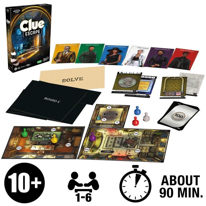 Clue Escape: The Midnight Hotel Board Game, 1-Time Solve Escape Room Games, Mystery Games, Ages 10+ product image 1