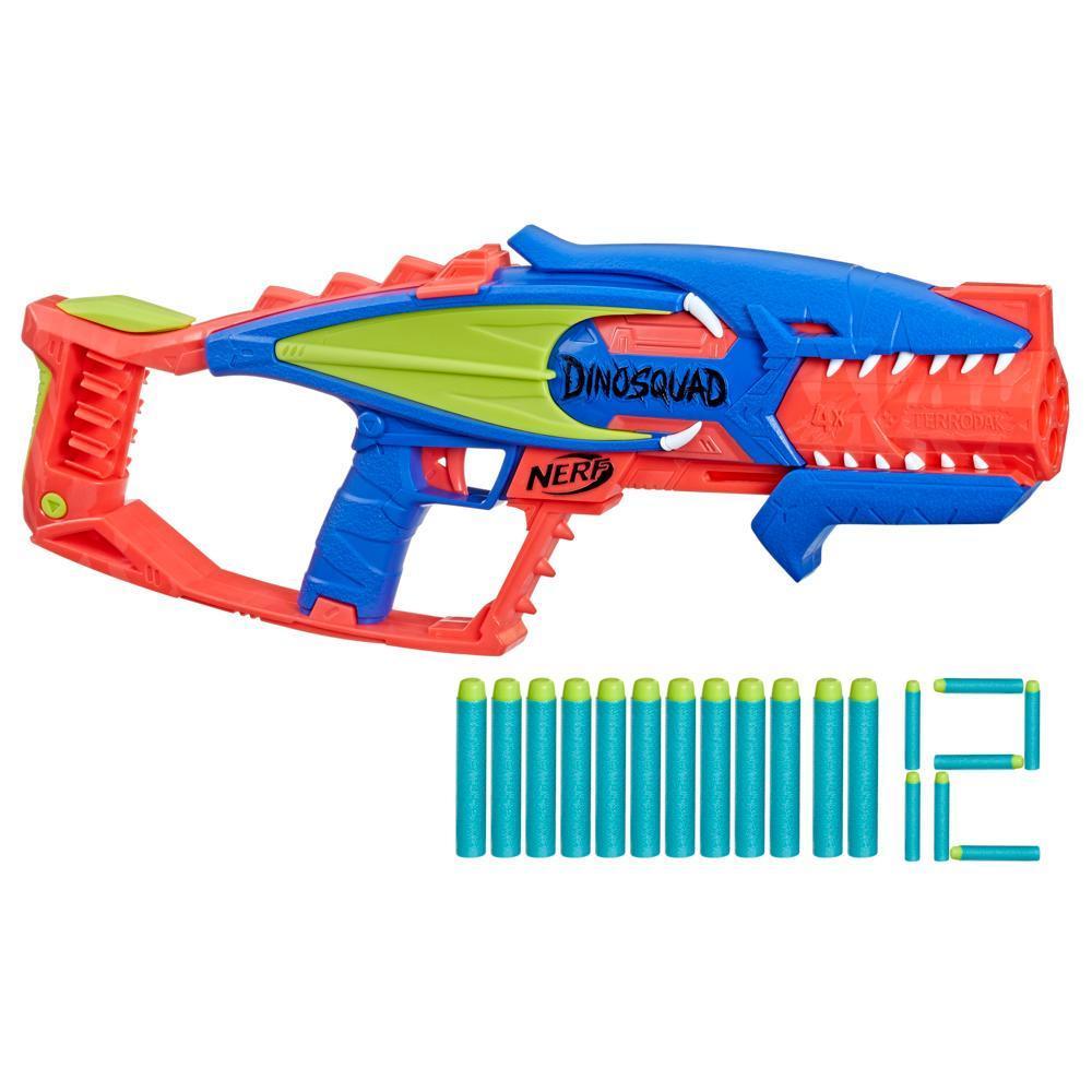 Nerf DinoSquad Terrodak, 12 Nerf Elite Darts, Dinosaur Design, 4 Dart Toy Foam Nerf Blaster for Kids Outdoor Games product thumbnail 1