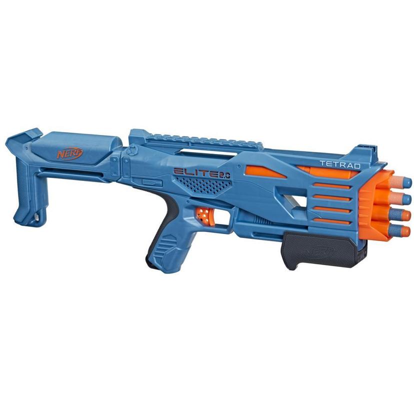 Nerf Elite 2.0 Tetrad QS-4 Blaster, 4 Nerf Elite Darts, 4-Barrel Blasting, Tactical Rail for Customizing Capability product image 1