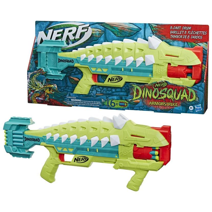 Nerf DinoSquad Armorstrike Dart Blaster, 8-Dart Rotating Drum, Drop Grip, 16 Nerf Elite Darts, Anklyosaurus Dinosaur Design product image 1