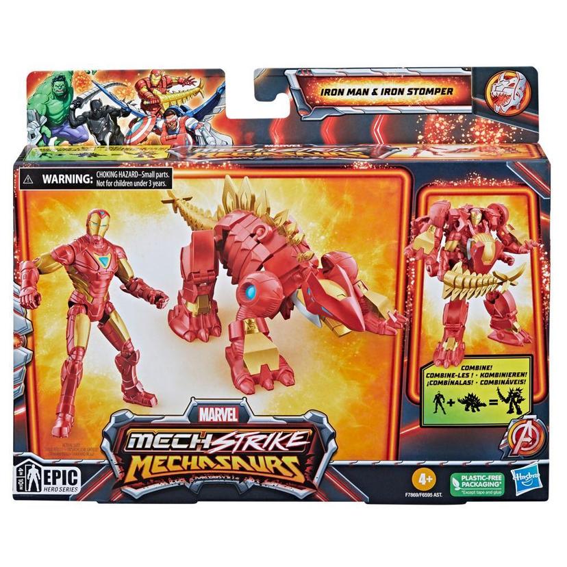 Marvel Mech Strike Mechasaurs Iron Man (4”) with Iron Stomper Mechasaur Action Figures product image 1