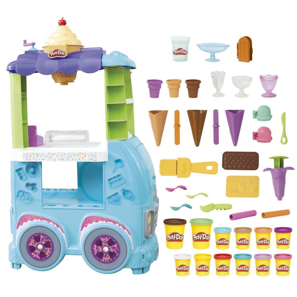 Play-Doh Kitchen Creations Ultimate Ice Cream Truck Playset with 27 Accessories, 12 Cans, Realistic Sounds product thumbnail 1