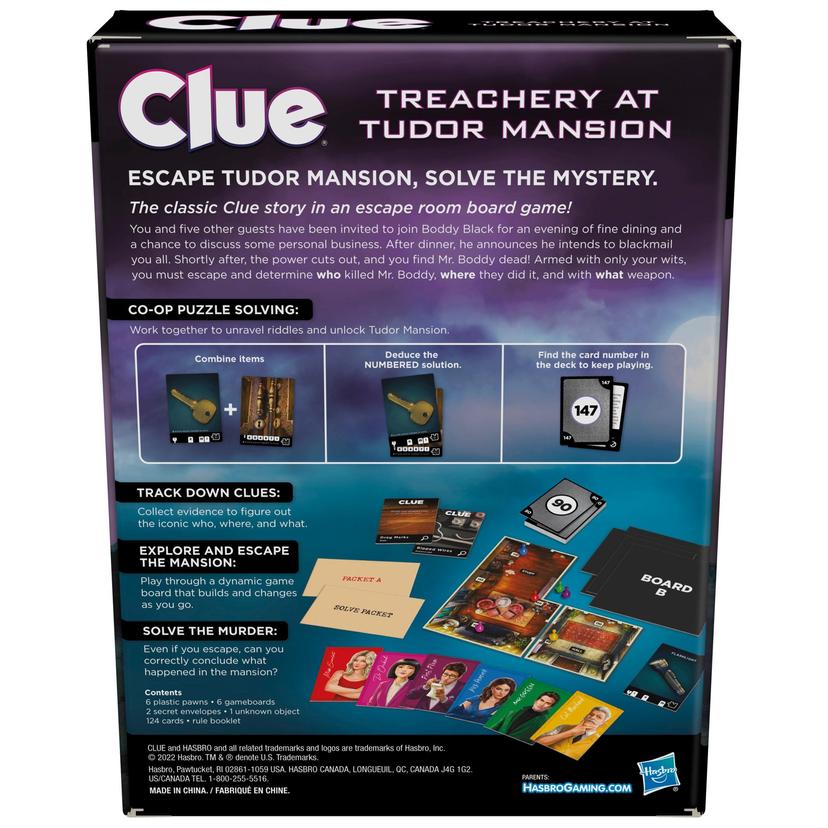 Clue Treachery at Tudor Mansion, An Escape & Solve Mystery Game, Cooperative Family Board Game, Mystery Games for Ages 10+, 1- 6 Players product image 1