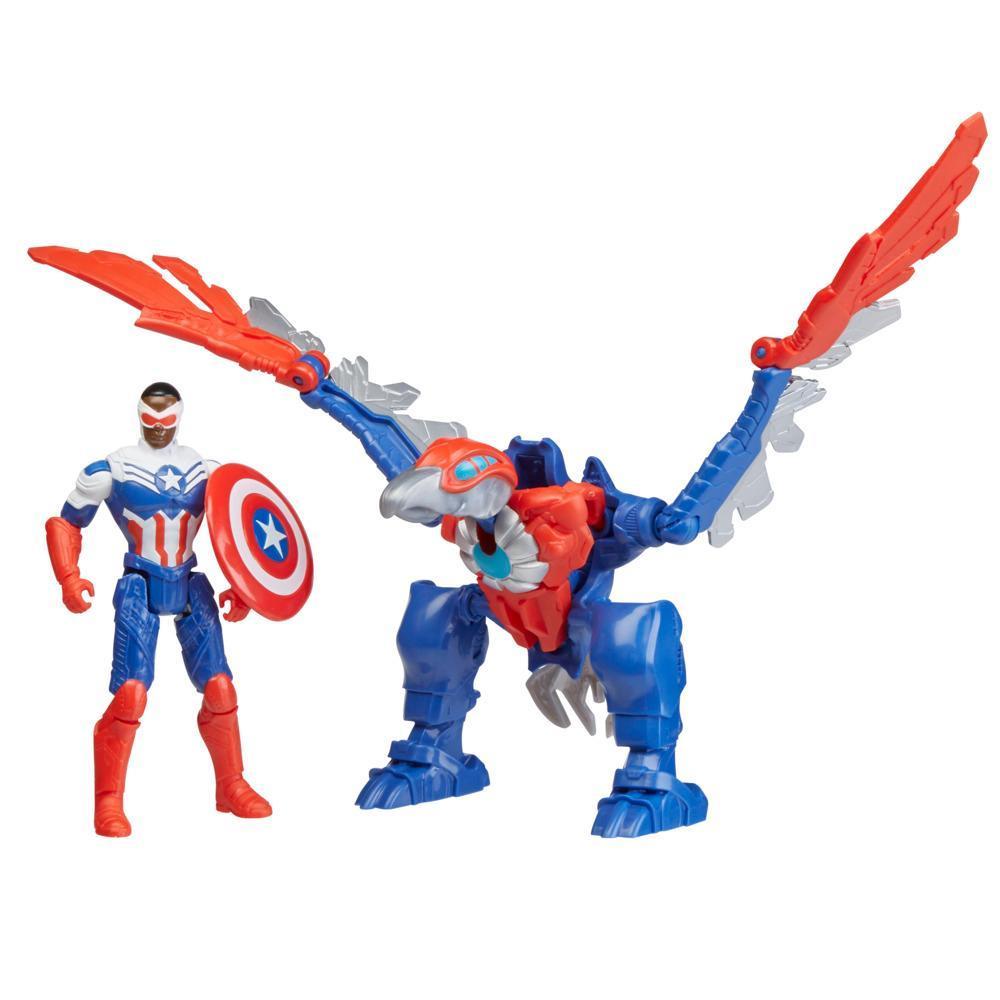 Marvel Mech Strike Mechasaurs Captain America (4”) with Redwing Mechasaur Action Figures product thumbnail 1