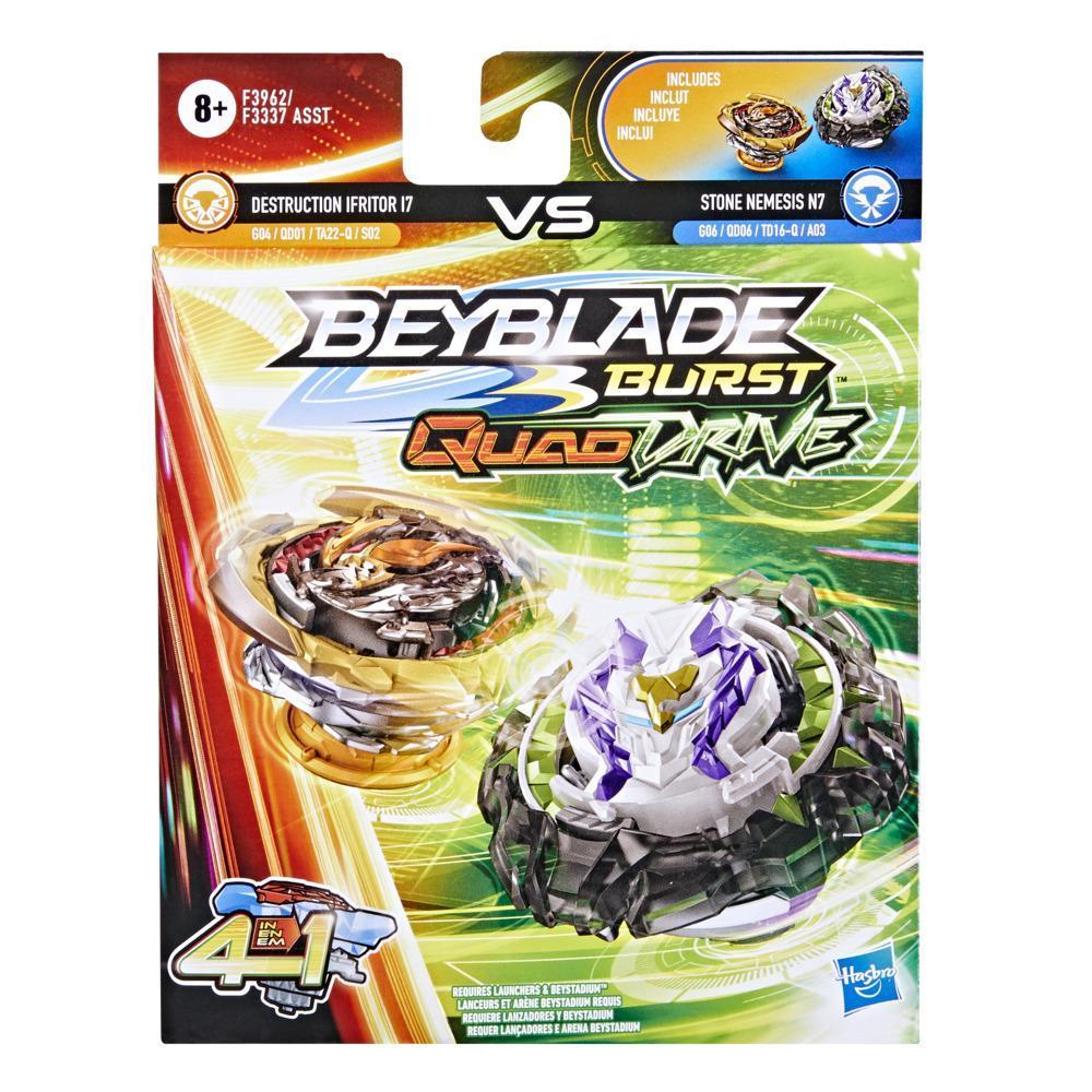 Beyblade Burst QuadDrive Destruction Ifritor I7 and Stone Nemesis N7 Spinning Top Dual Pack -- Battling Game Top Toy product thumbnail 1