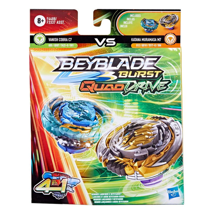 Beyblade Burst QuadDrive Katana Muramasa M7 and Vanish Cobra C7 Spinning Top Dual Pack -- Battling Game Top Toy product image 1