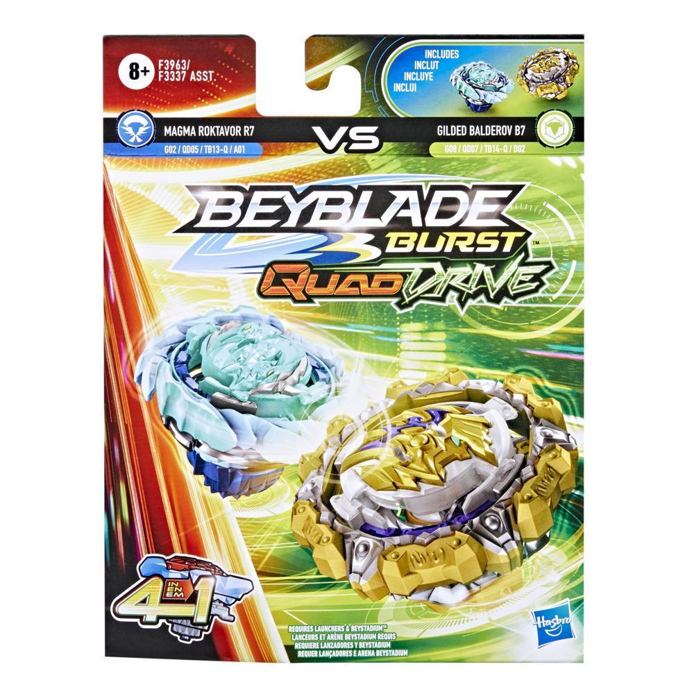 Beyblade Burst QuadDrive Magma Roktavor R7 and Gilded Balderov B7 Spinning Top Dual Pack -- Battling Game Top Toy product thumbnail 1