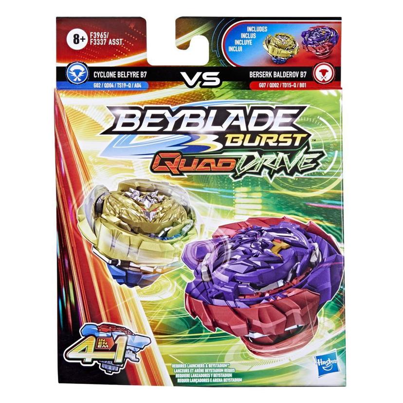 Beyblade Burst QuadDrive Berserk Balderov B7 and Cyclone Belfyre B7 Spinning Top Dual Pack -- Battling Game Top Toy product image 1