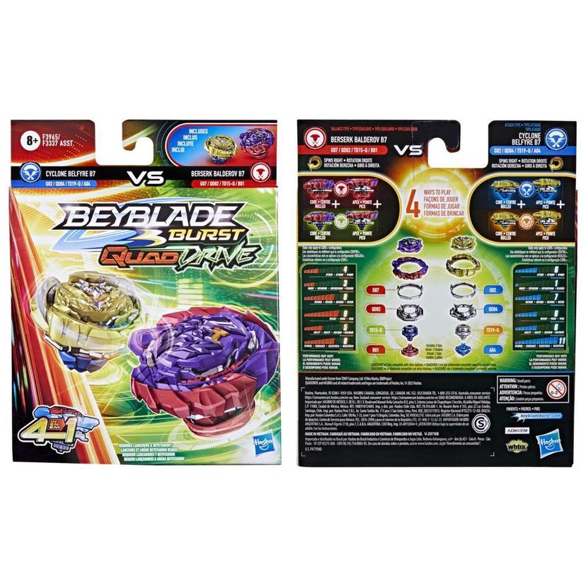 Beyblade Burst QuadDrive Berserk Balderov B7 and Cyclone Belfyre B7 Spinning Top Dual Pack -- Battling Game Top Toy product image 1