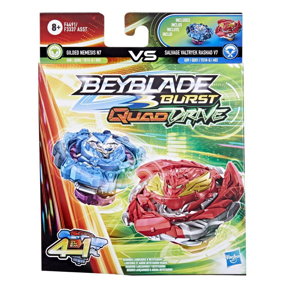 Beyblade Burst QuadDrive Salvage Valtryek Rashad V7 and Gilded Nemesis N7 Spinning Top Dual Pack -- Battling Game Top Toy product thumbnail 1