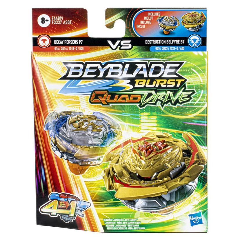 Beyblade Burst QuadDrive Destruction Belfyre B7 and Decay Perseus P7 Spinning Top Dual Pack -- Battling Game Top Toy product image 1