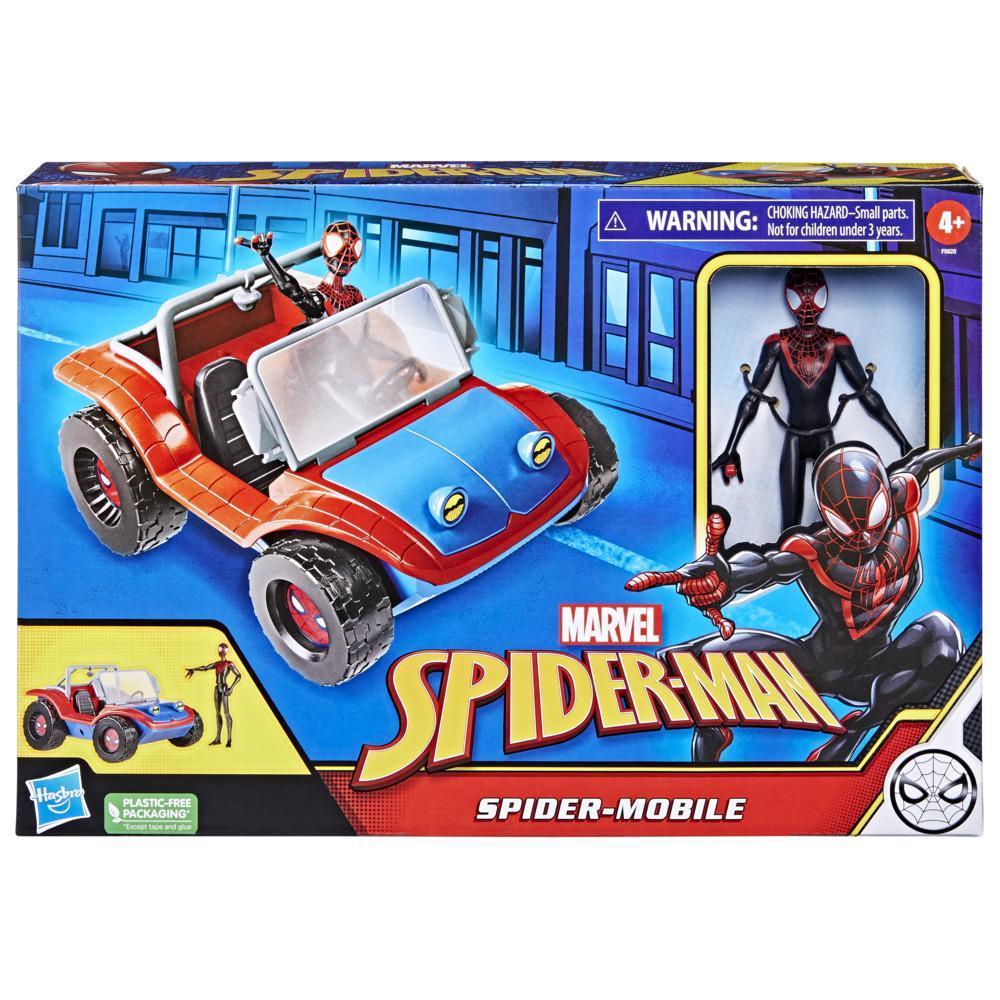 Marvel Spider-Man Spider-Mobile 6-Inch-Scale Vehicle and Miles Morales Action Figure, Marvel Toys for Kids Ages 4 and Up product thumbnail 1