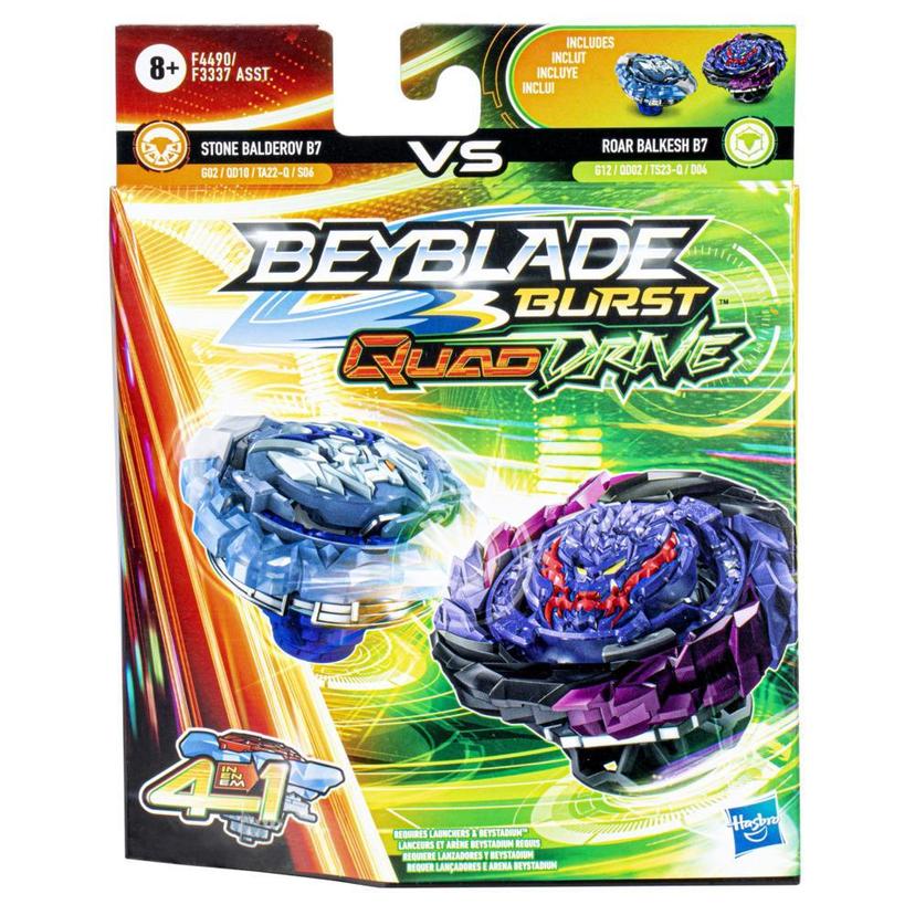 Beyblade Burst QuadDrive Roar Balkesh B7 and Stone Balderov B7 Spinning Top Dual Pack -- Battling Game Top Toy product image 1